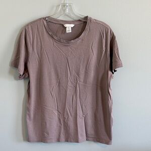 H&M Short Sleeve Crewneck Tee in Dusty Mauve